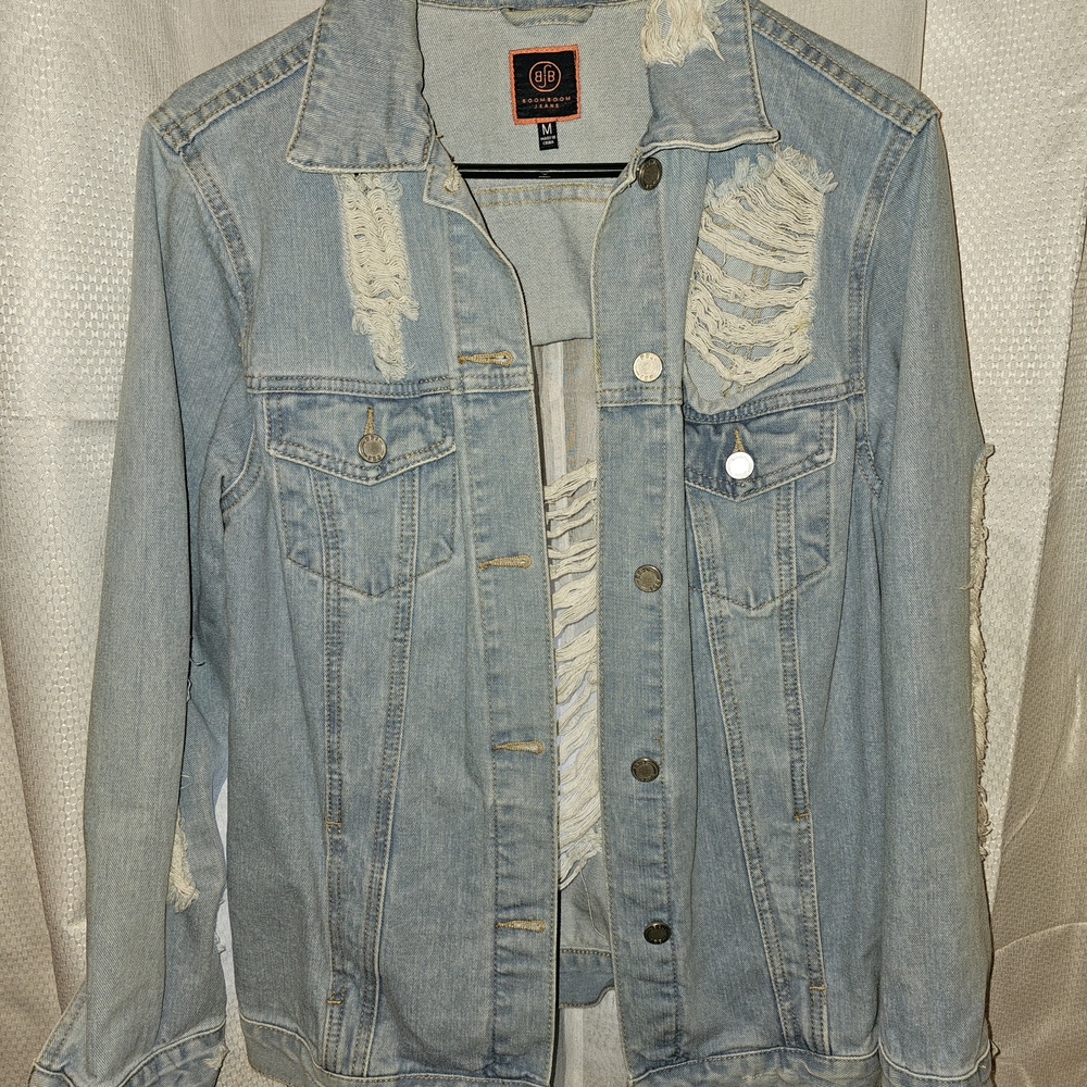 Distressed Light Blue Jean Jacket - Unbranded